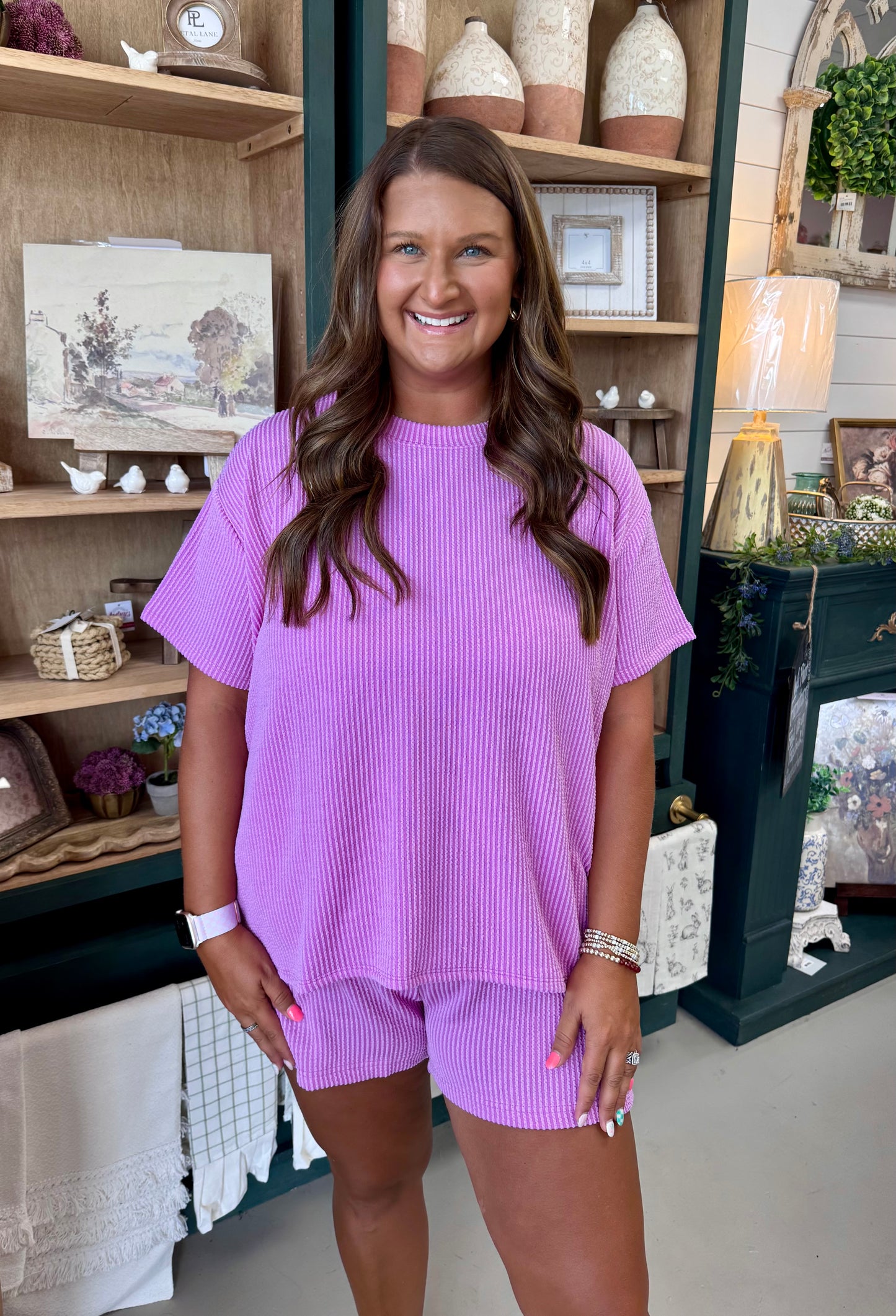 Ribbed Shorts Set (Violet)