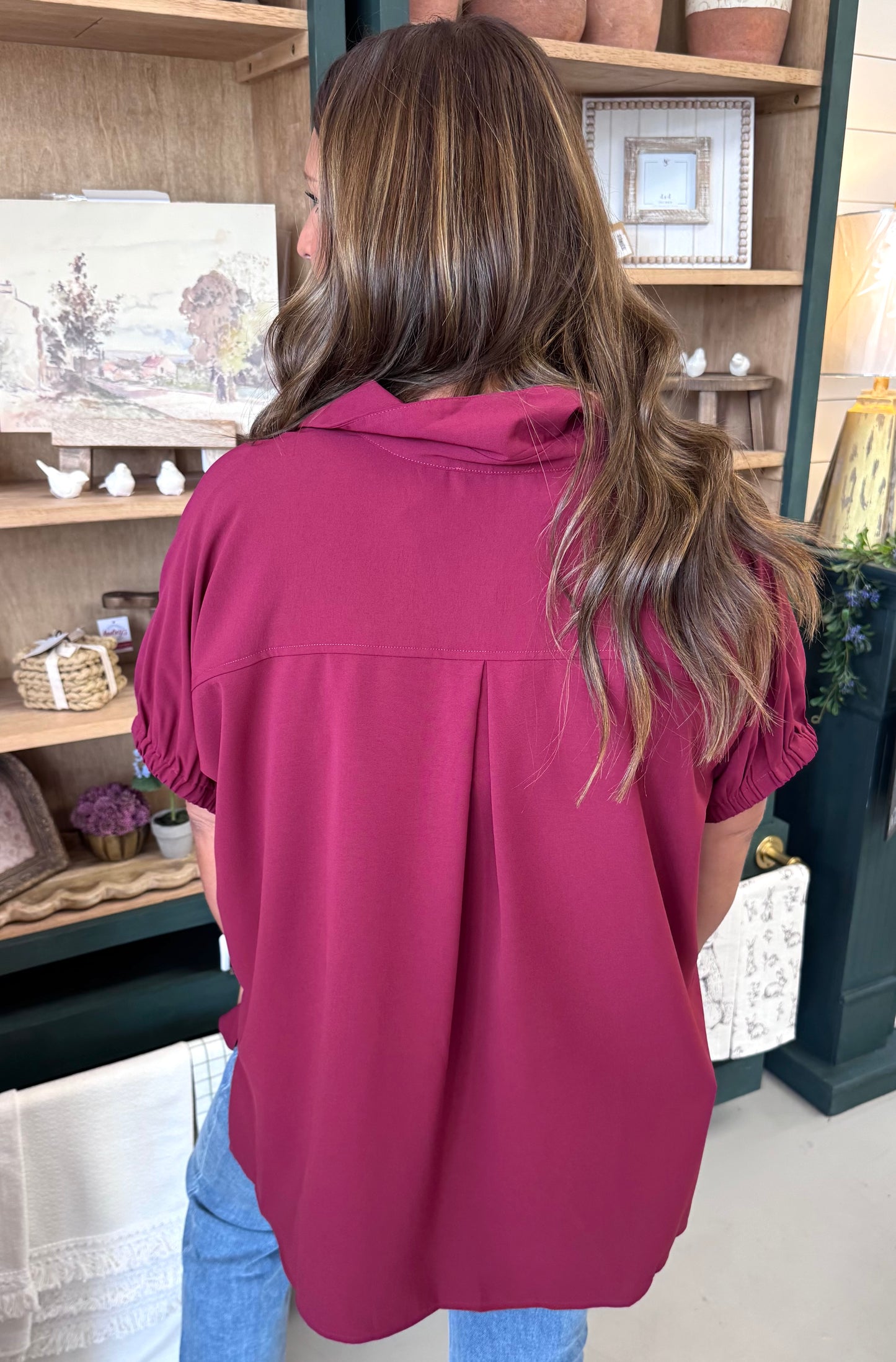 Keep It Casual Top- Maroon (PLUS)