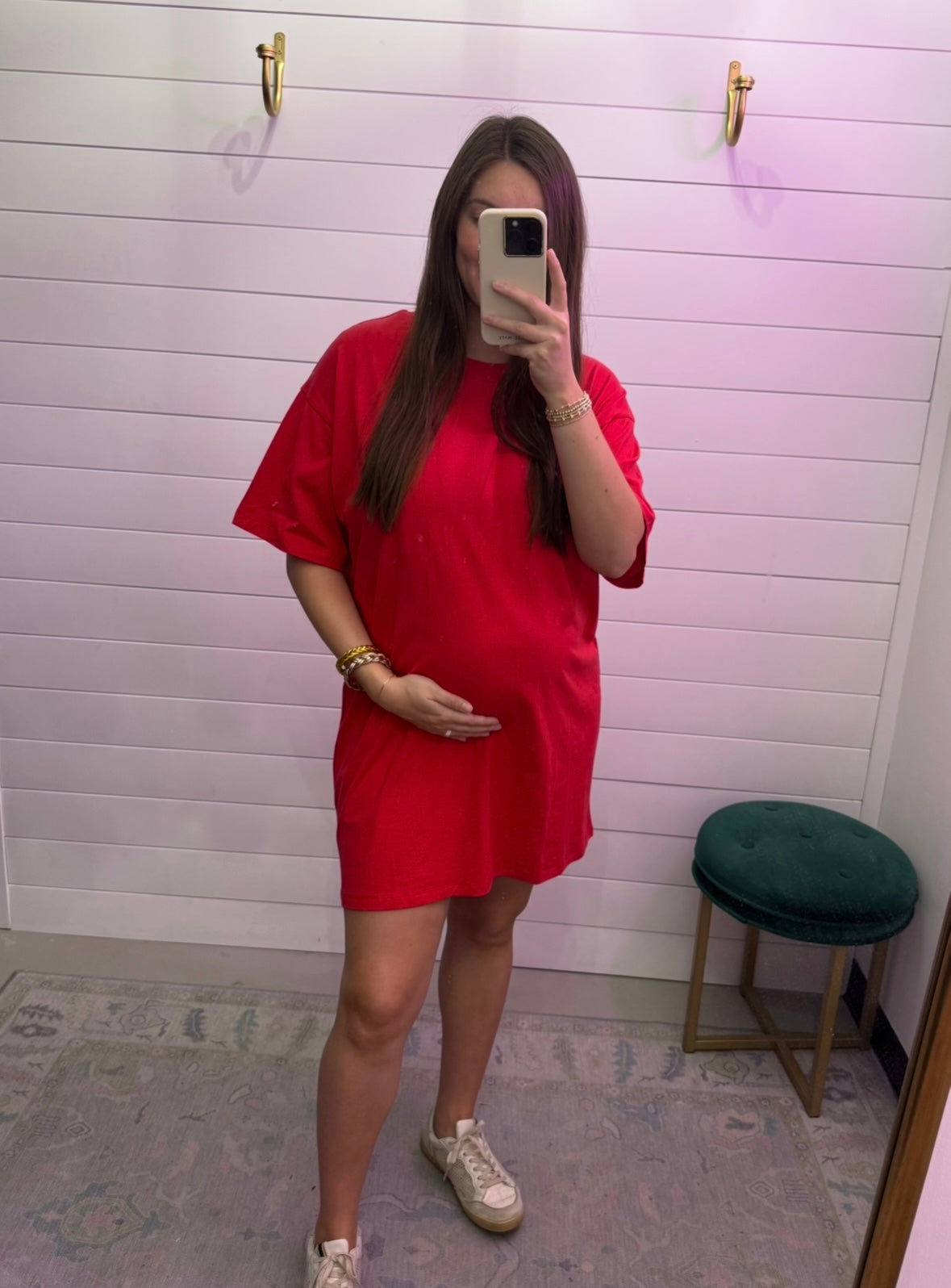 Candice T Shirt Dress- Red