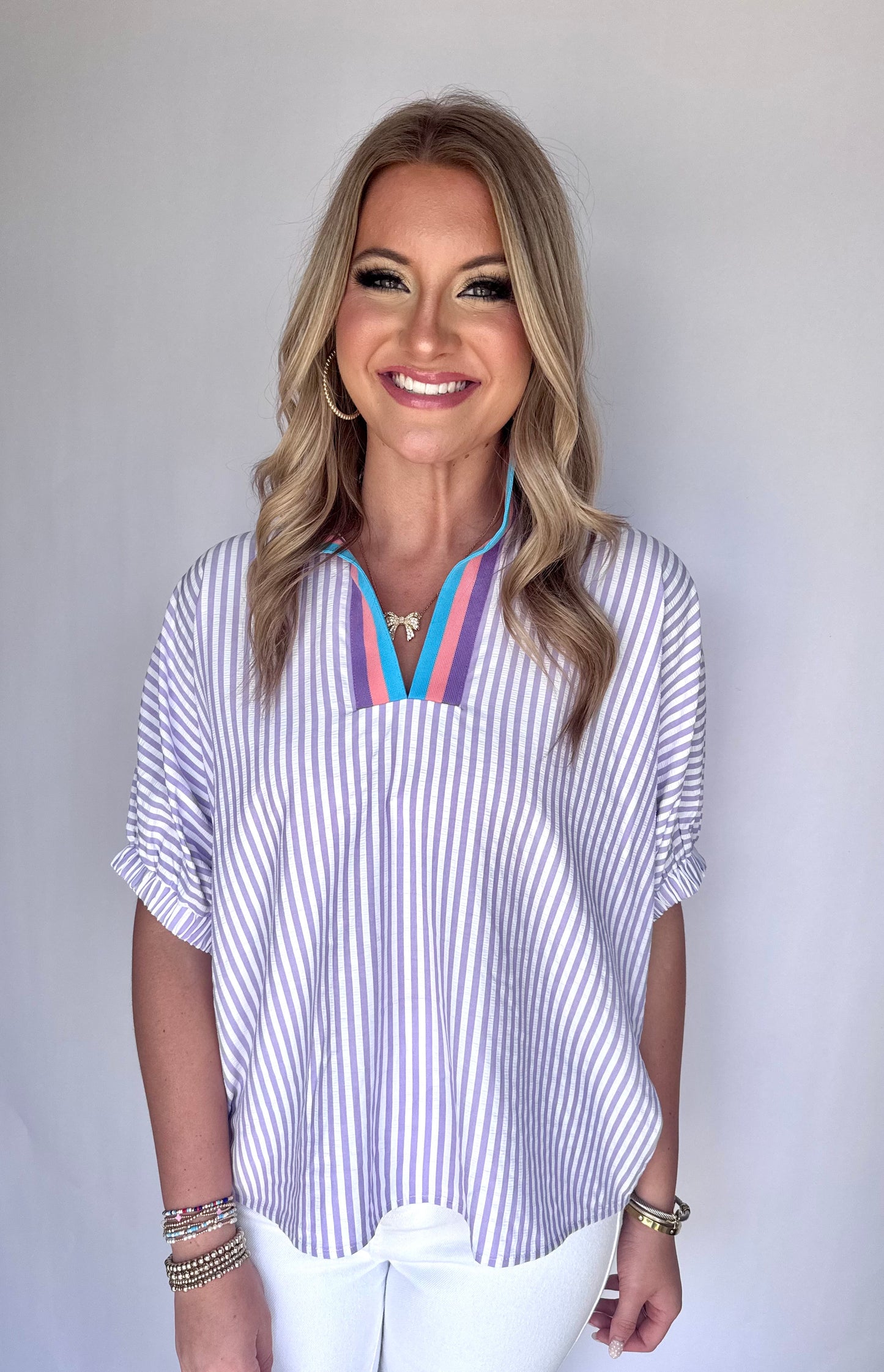 Lavender Striped Blouse