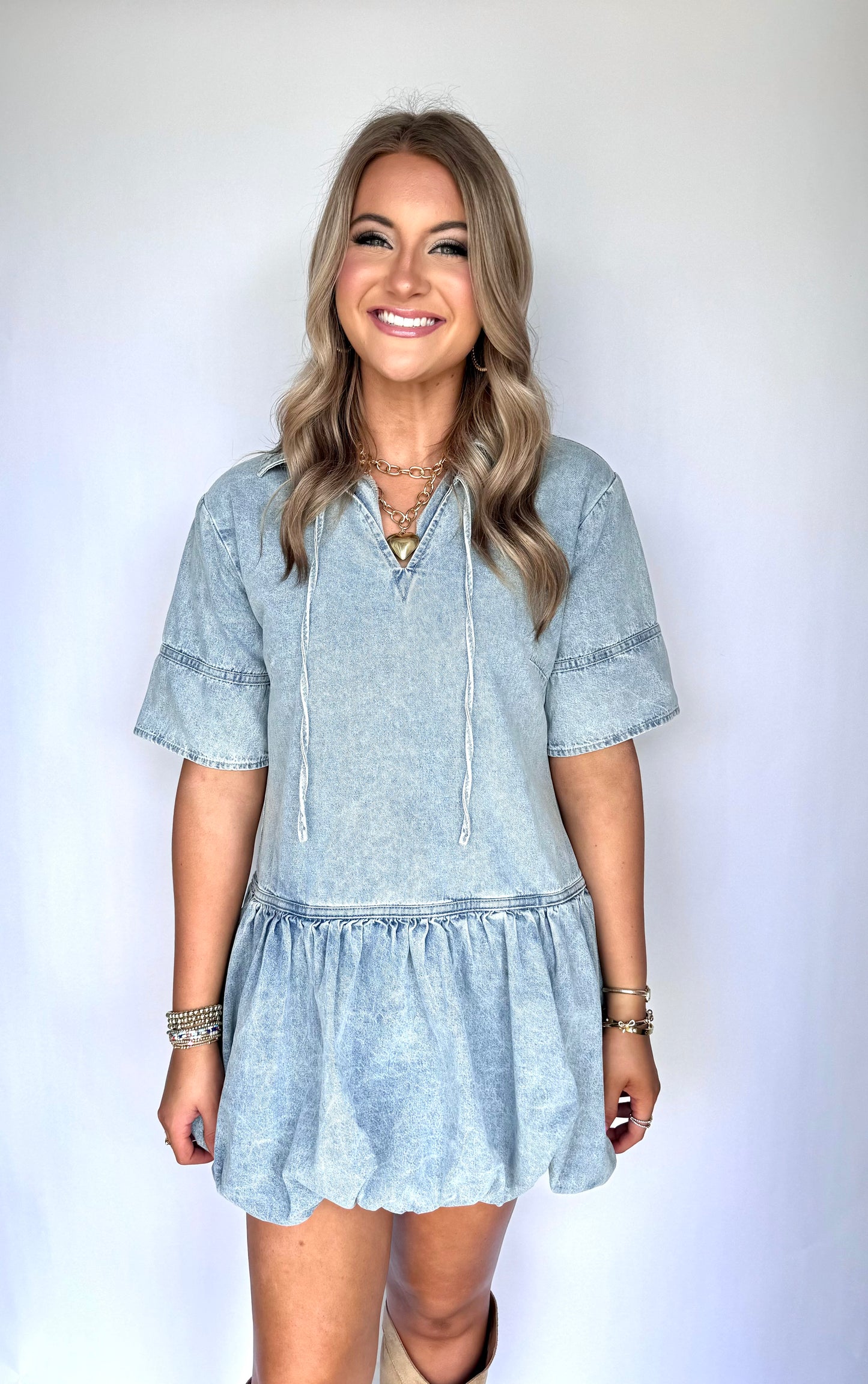 Denim Days Bubble Hem Dress
