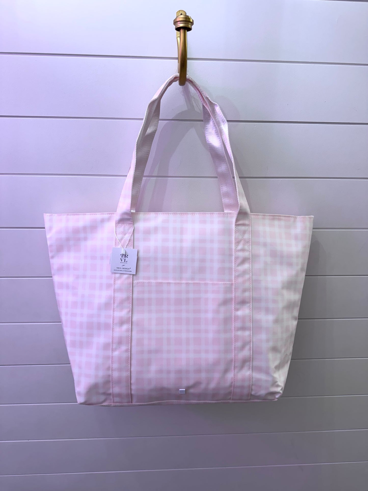TRVL X Large Jumbo Tote- Pimlico Plaid (Pink)
