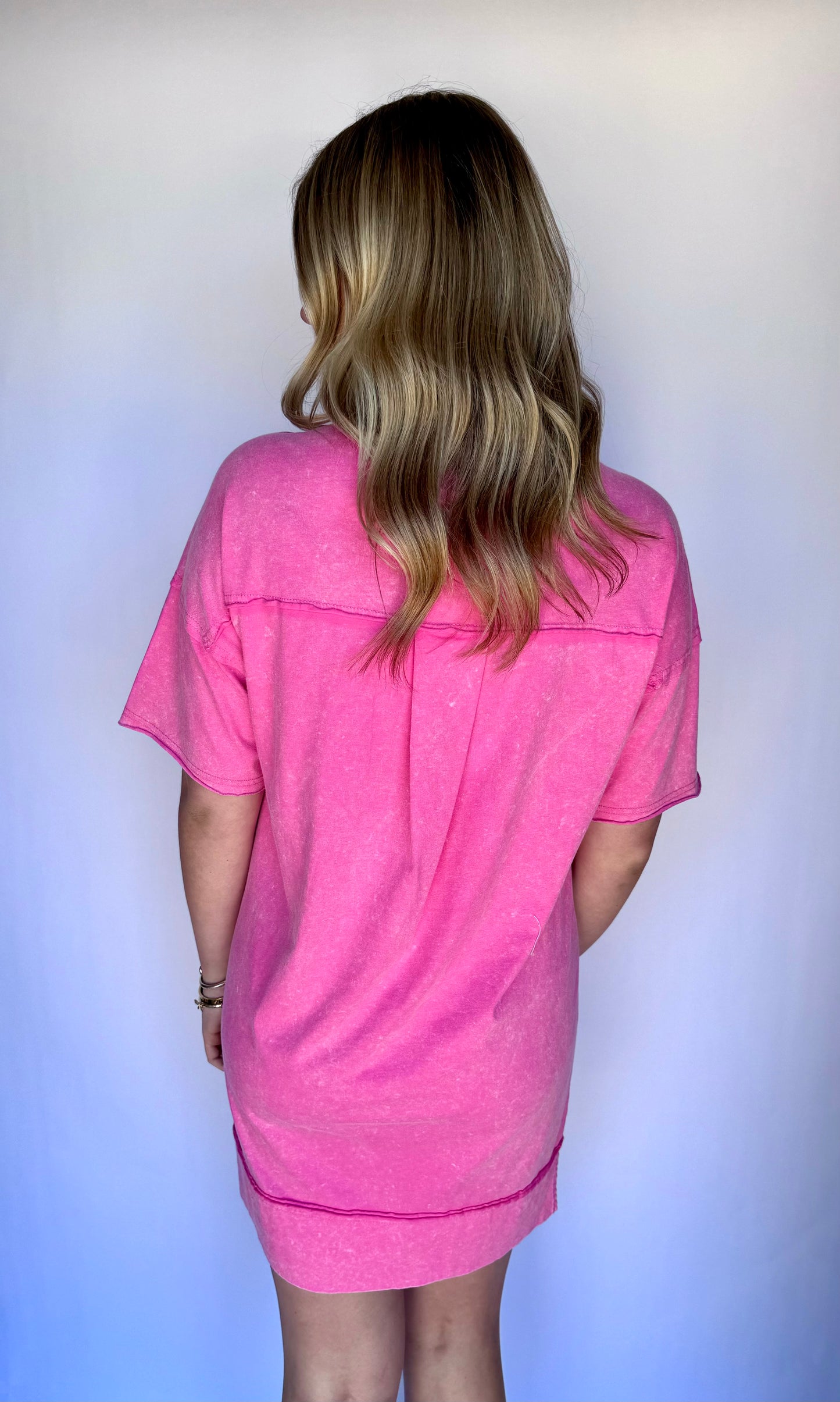 Casual Comfort Dress-Pink