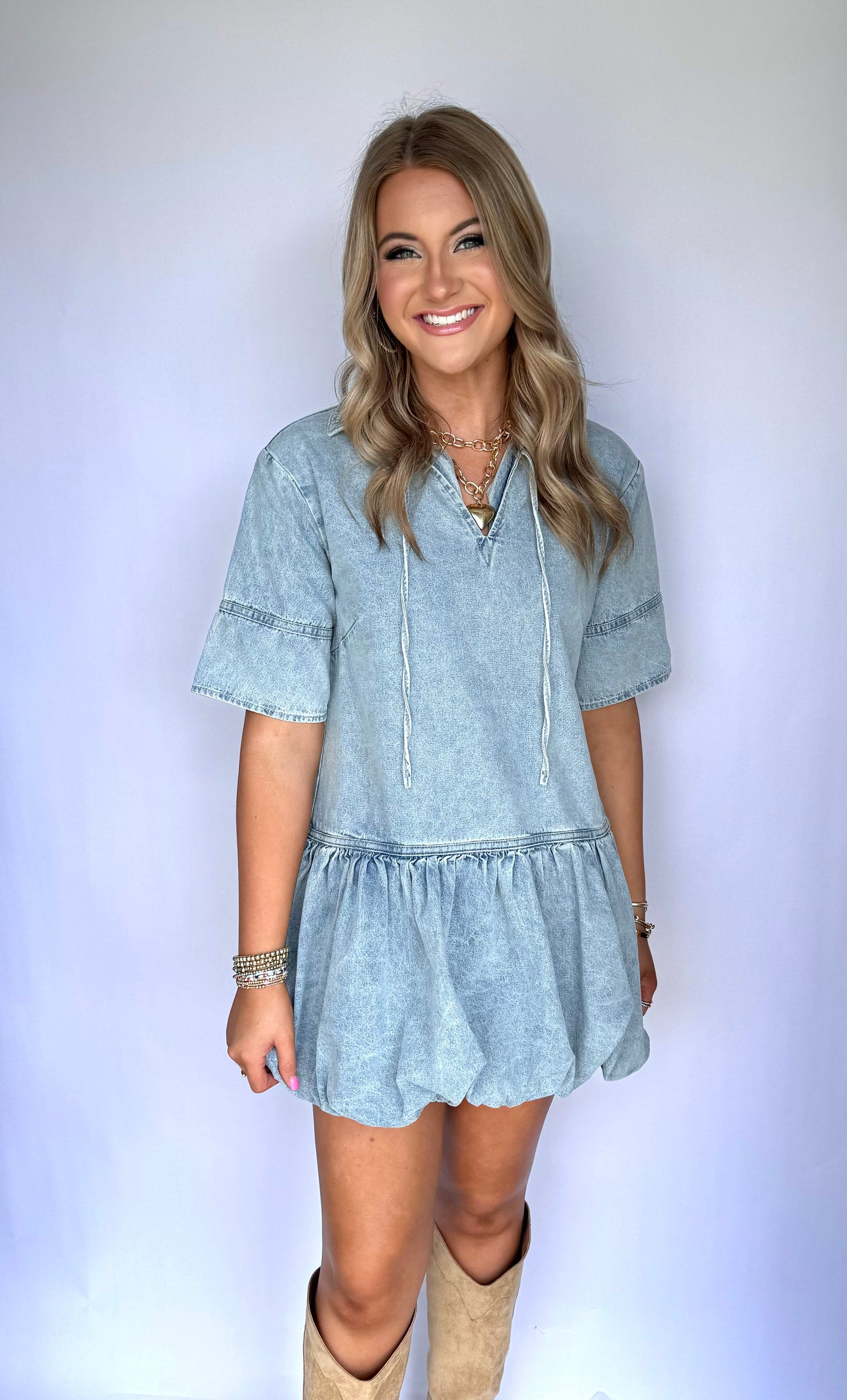 Denim Days Bubble Hem Dress