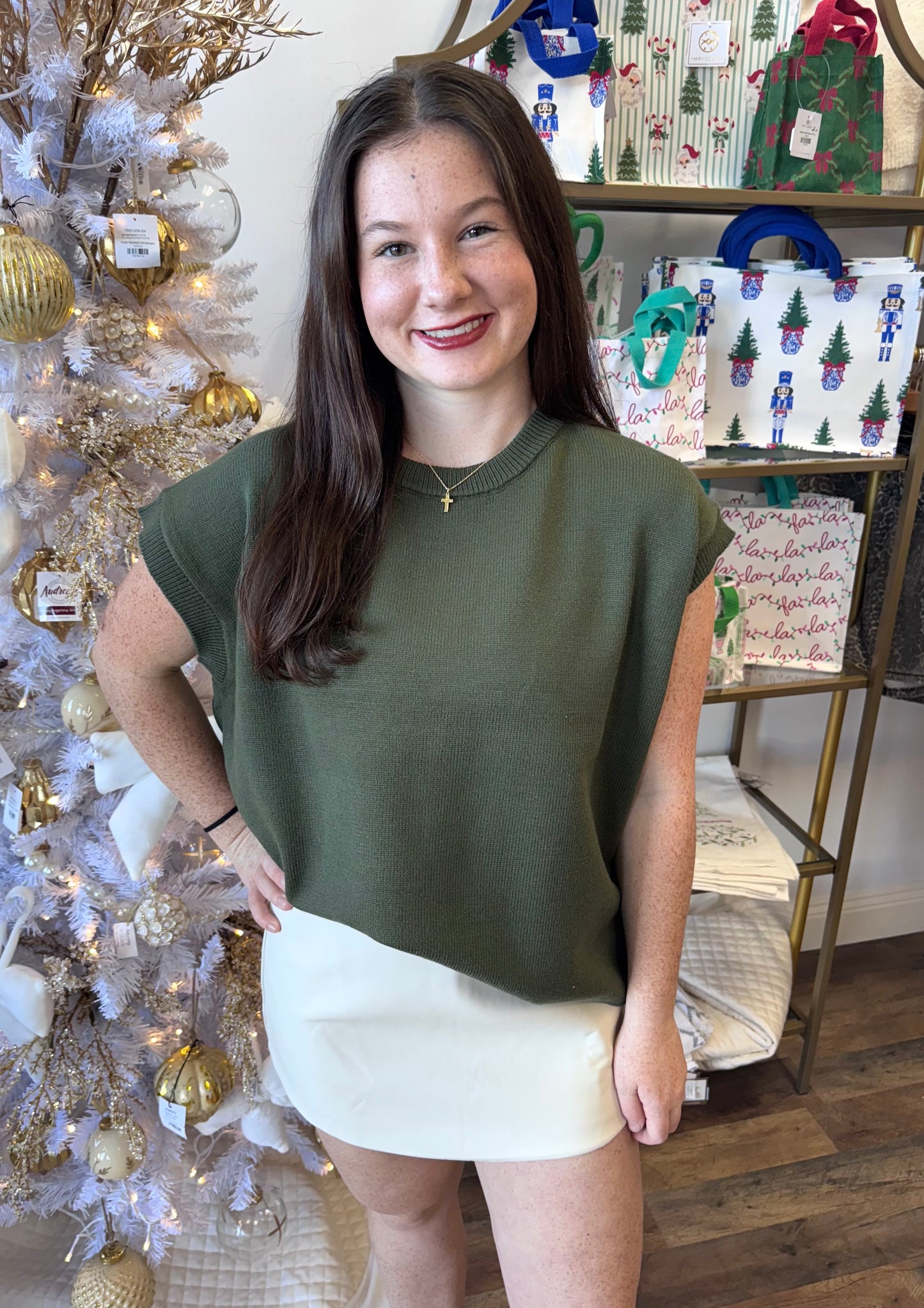 Chloe Sweater Top-Dark Olive