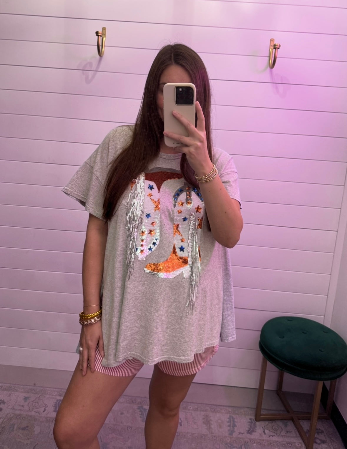 Patriotic Sequin Boot Tee