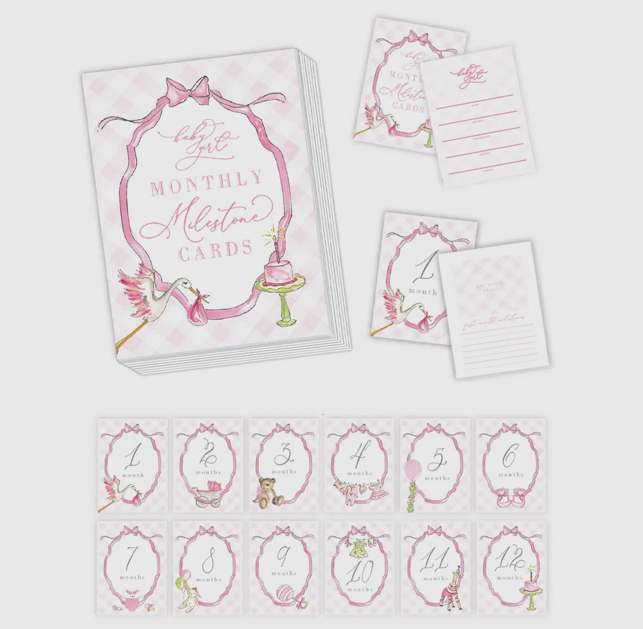Pink Watercolor Milestone Cards