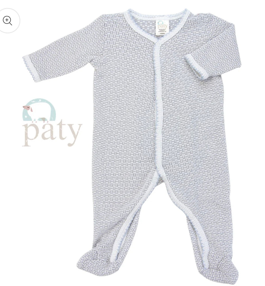 Paty Footie: Grey w/ Blue