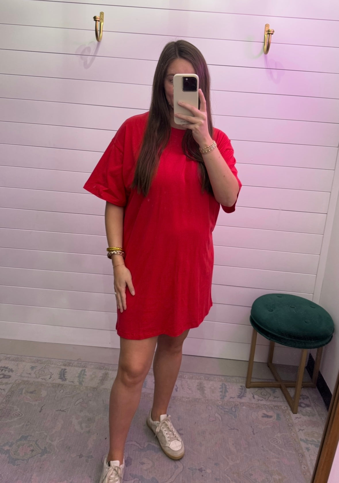 Candice T Shirt Dress- Red