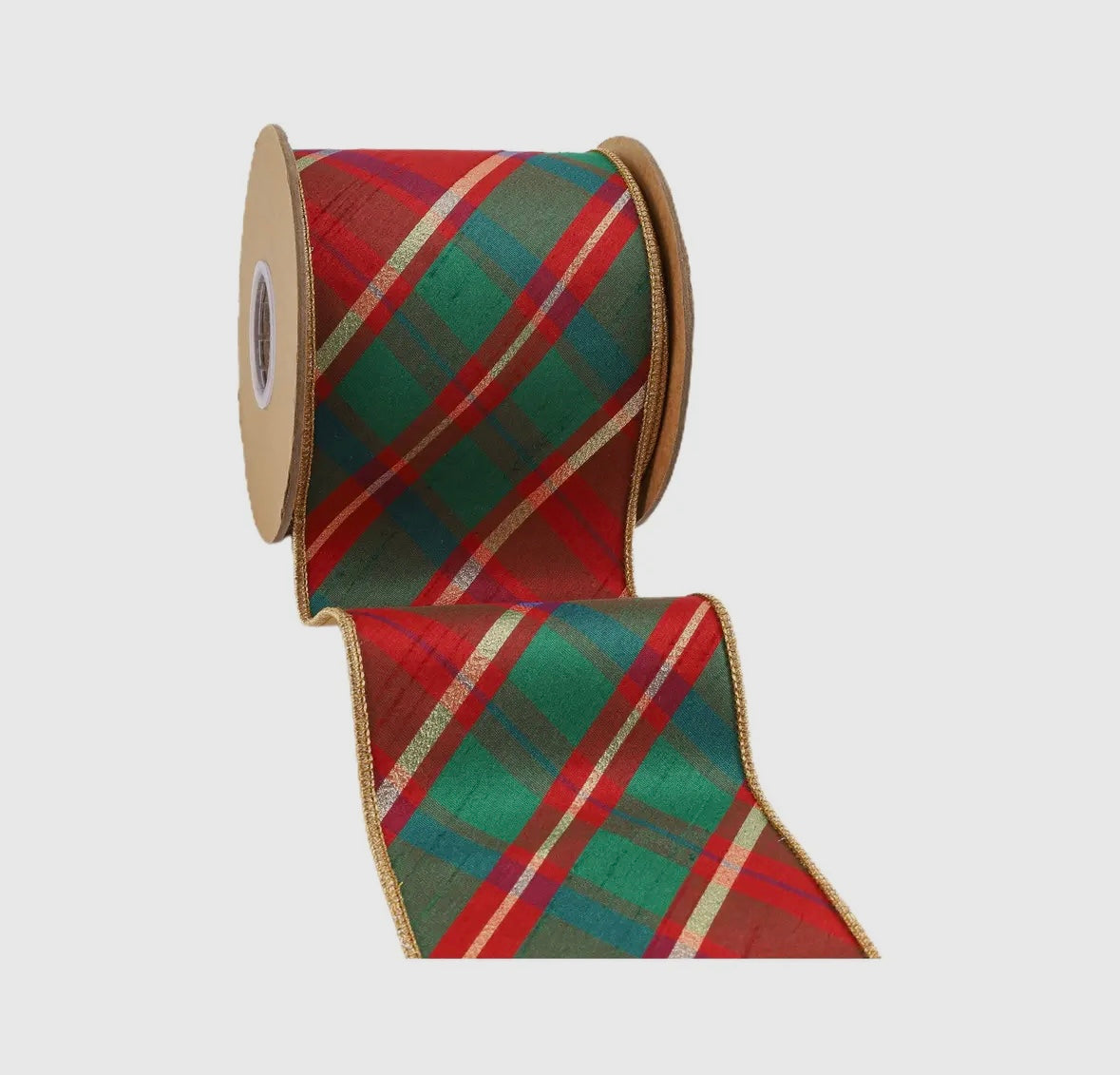4” Wired Ribbon (Red/Gold/Green Plaid)
