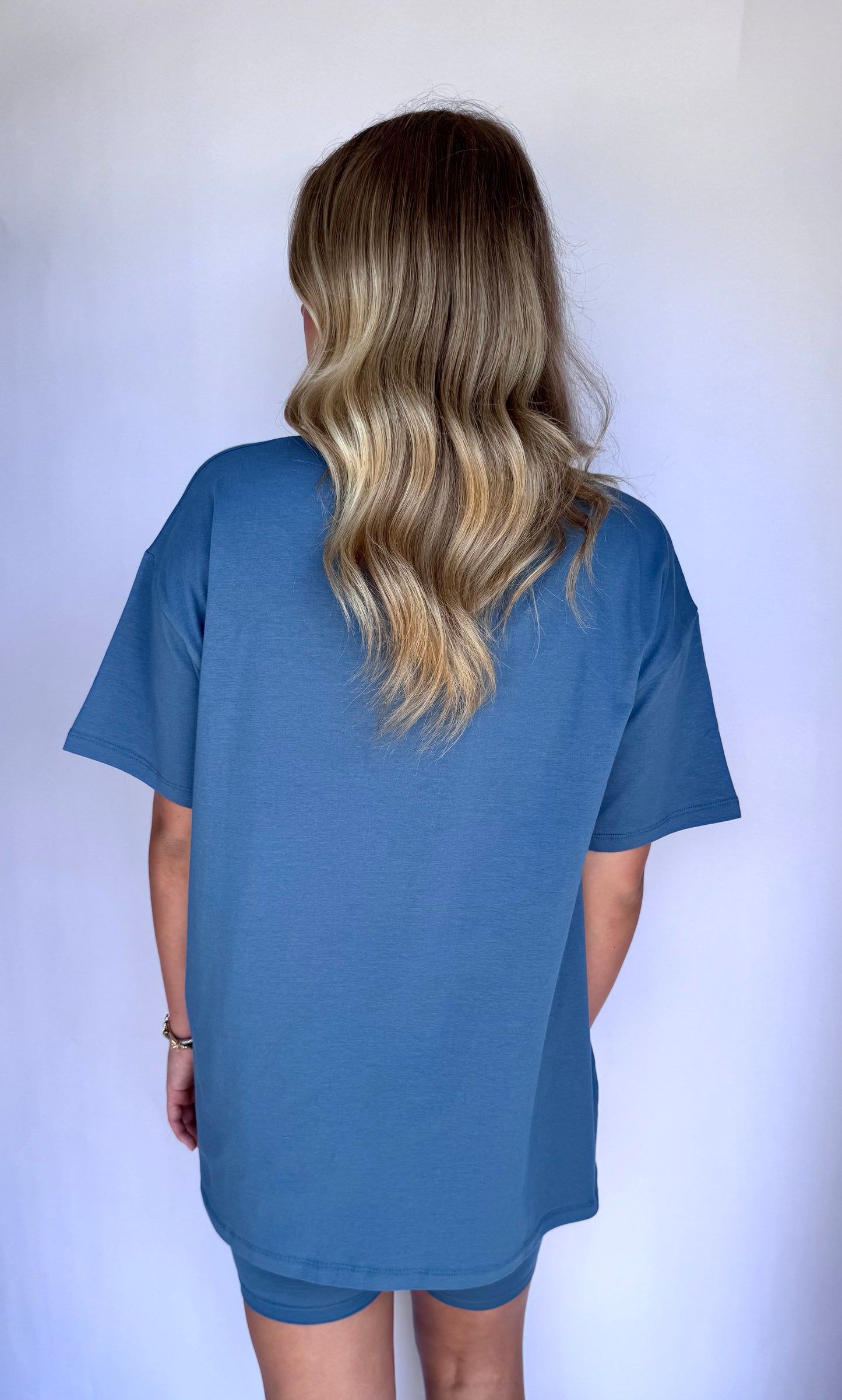 Biker Short Set- Dusty Blue