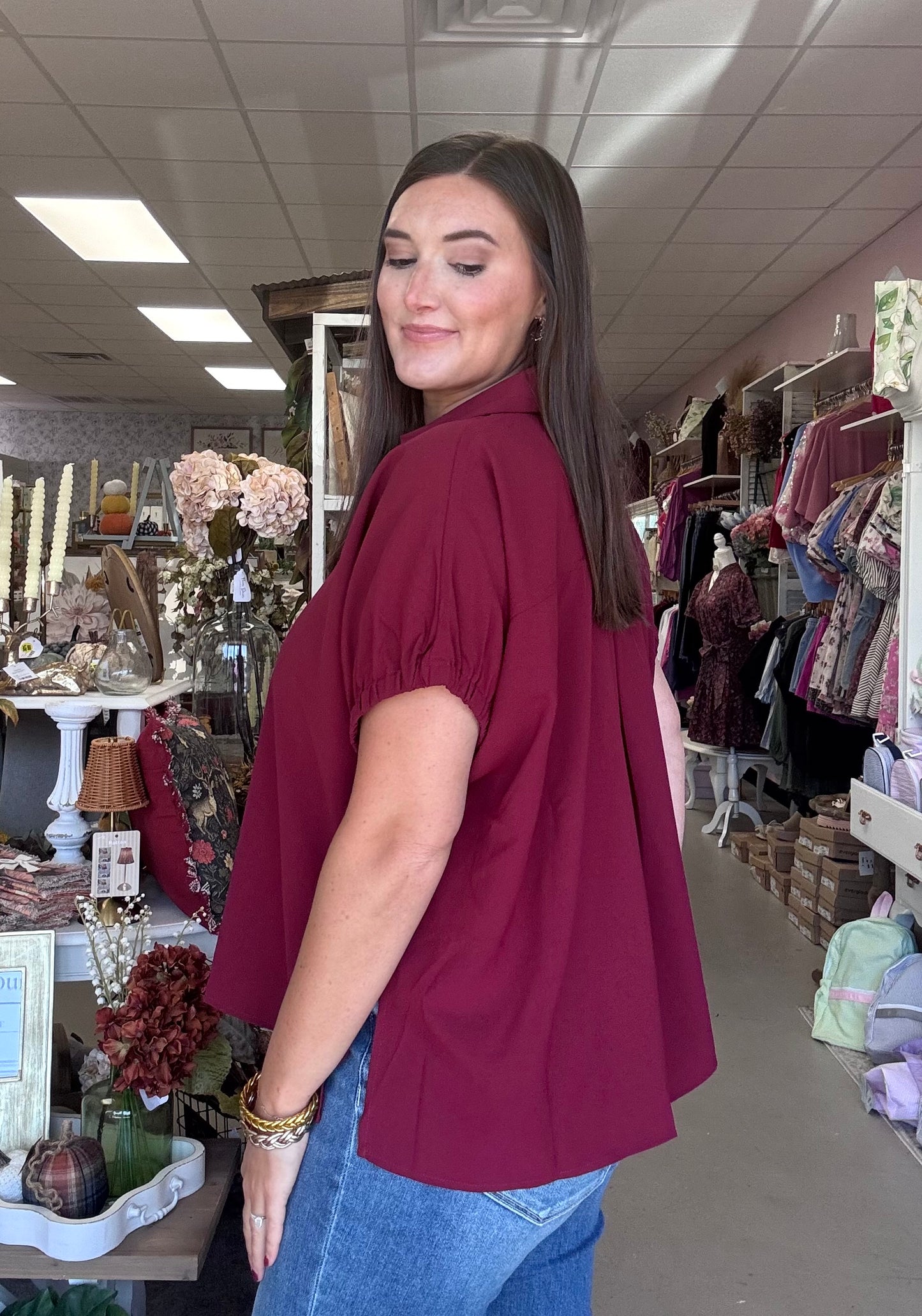 Keep It Casual Top- Maroon