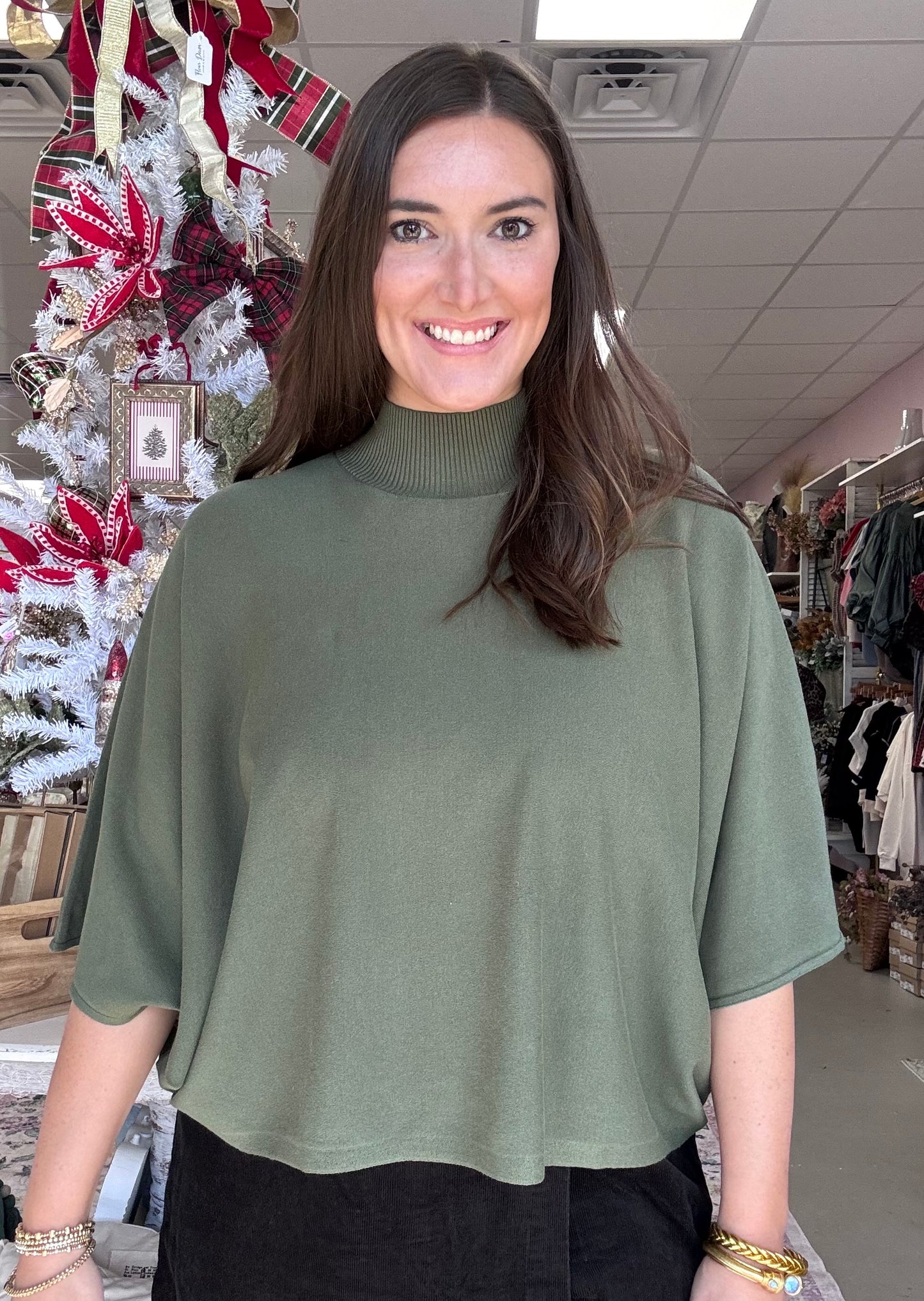 Olive Knit Sweater Top