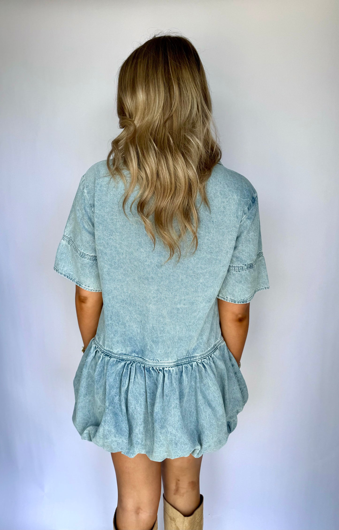 Denim Days Bubble Hem Dress