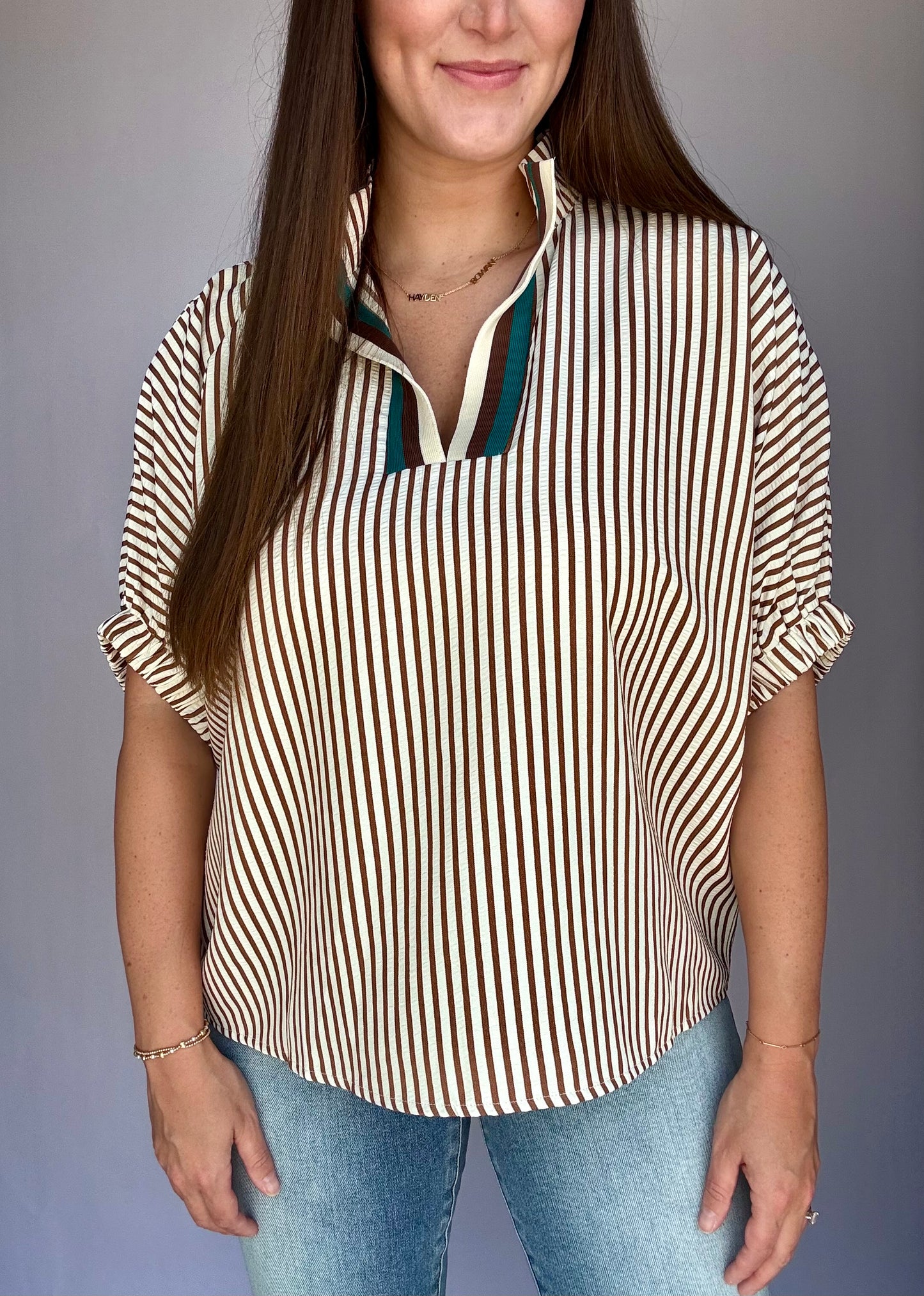 Mocha Striped Blouse