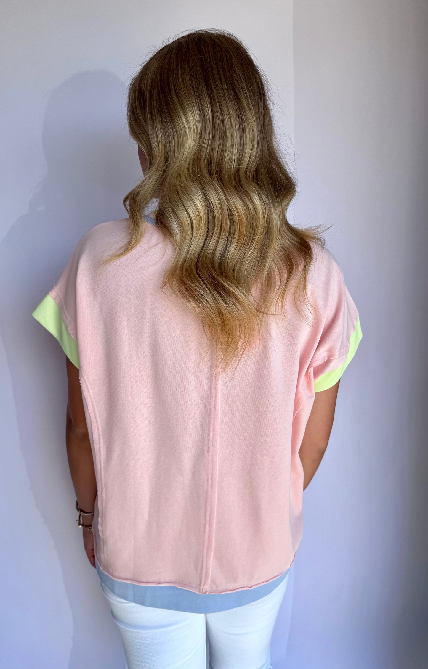 Terry Pink Colorblock Top