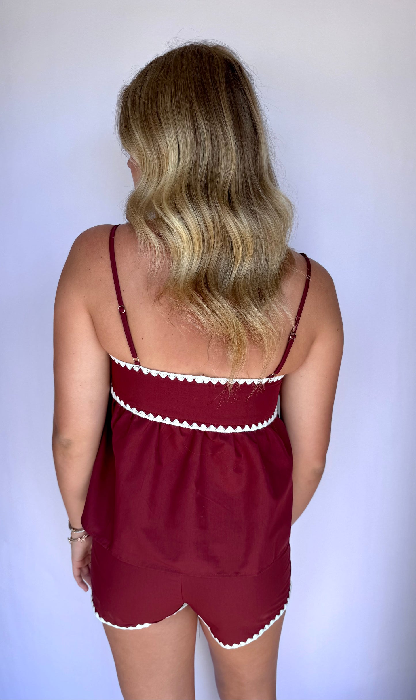 Maroon Stitched Detail Set