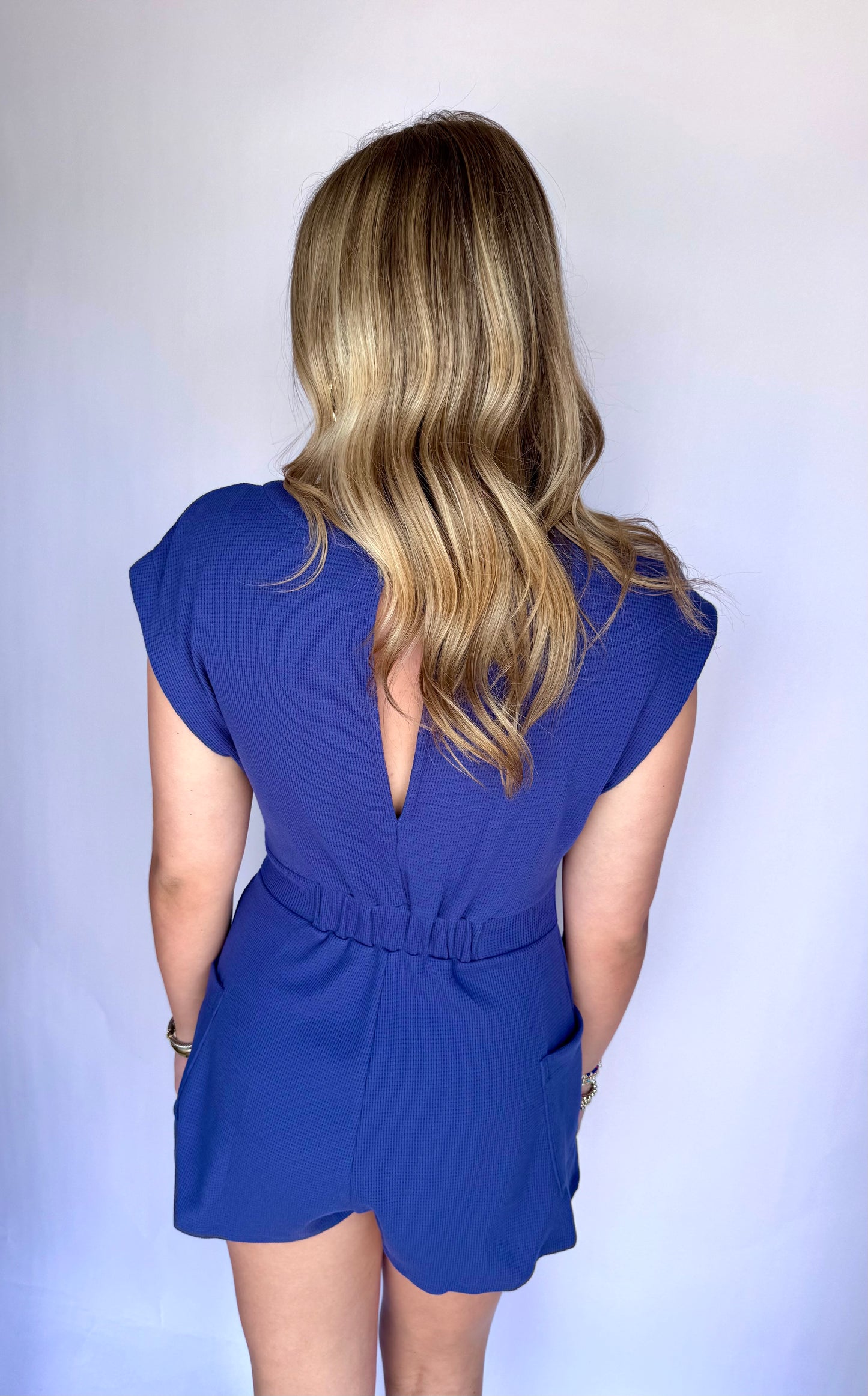 Indigo Waffle Knit Romper