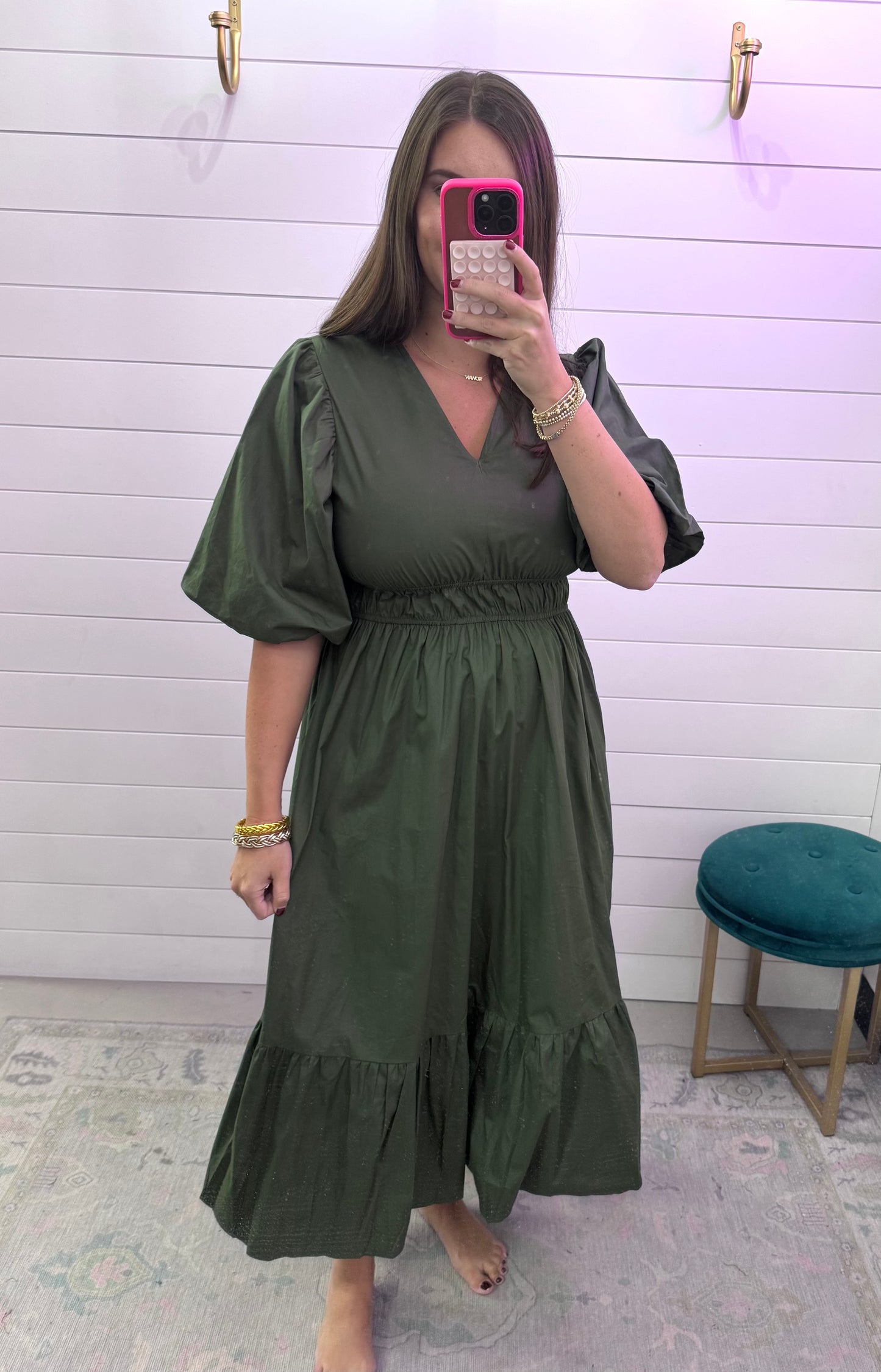 Charming Embrace Olive Midi Dress