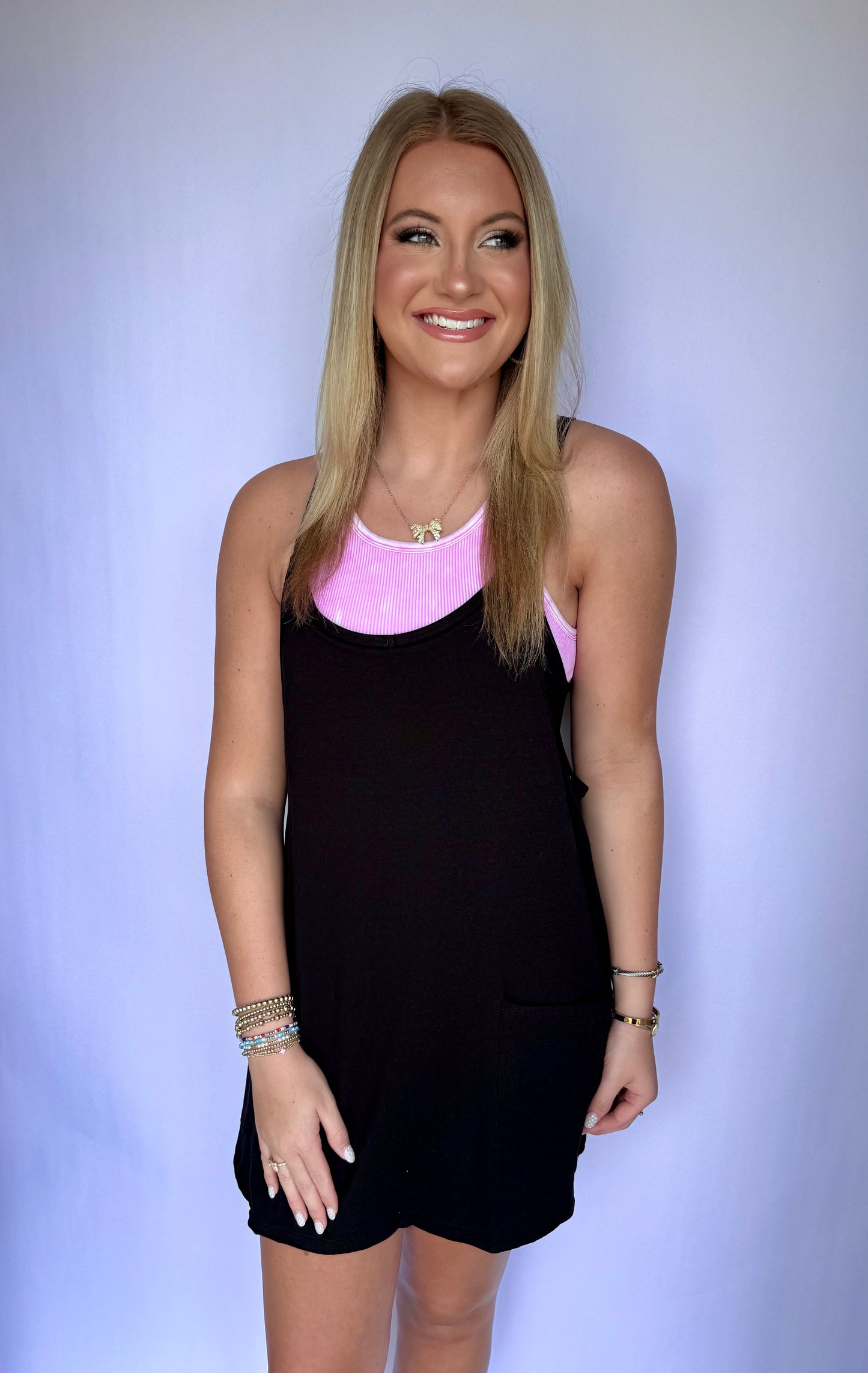 Millie Mini Dress Romper- Black