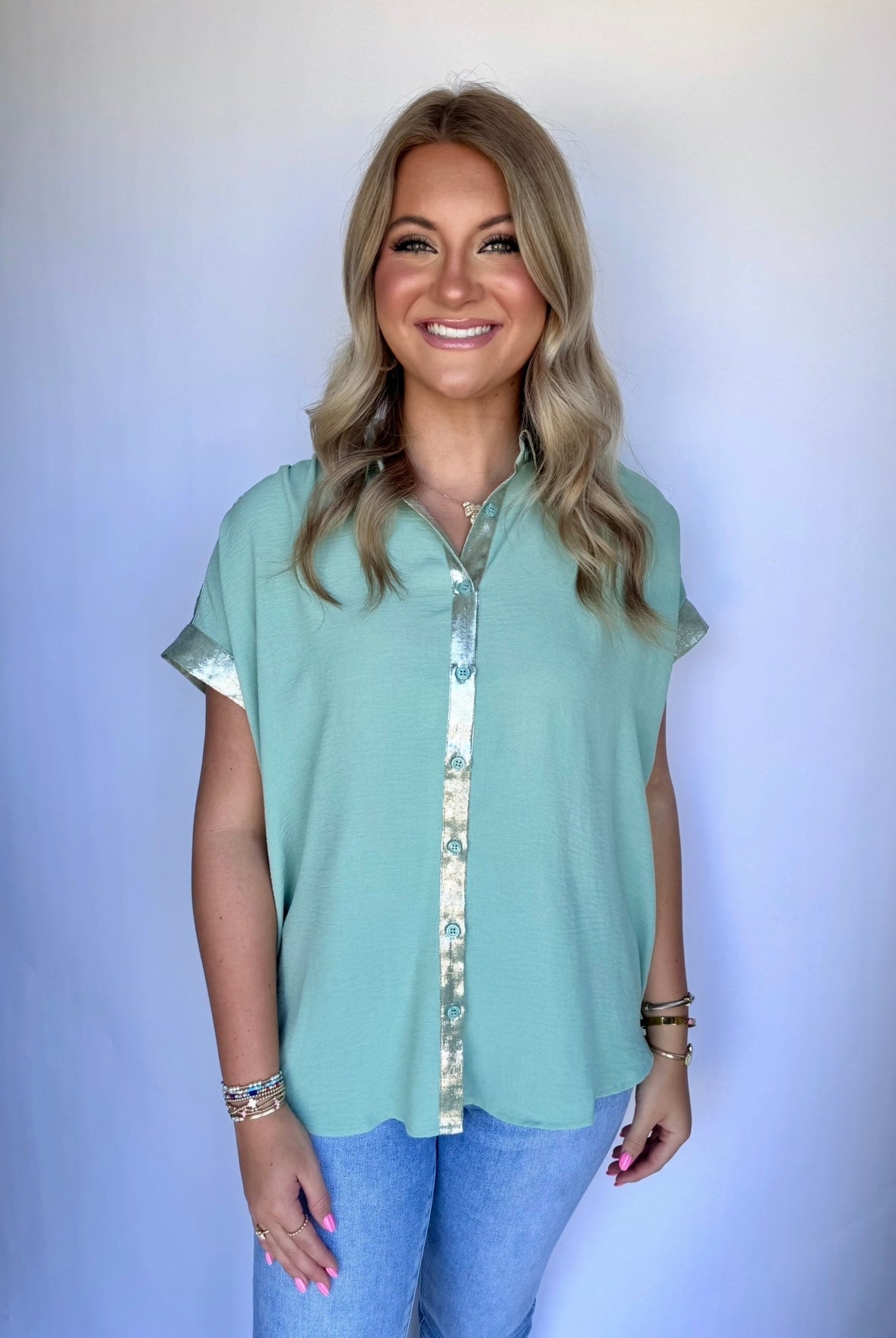 Sage Shimmer Blouse
