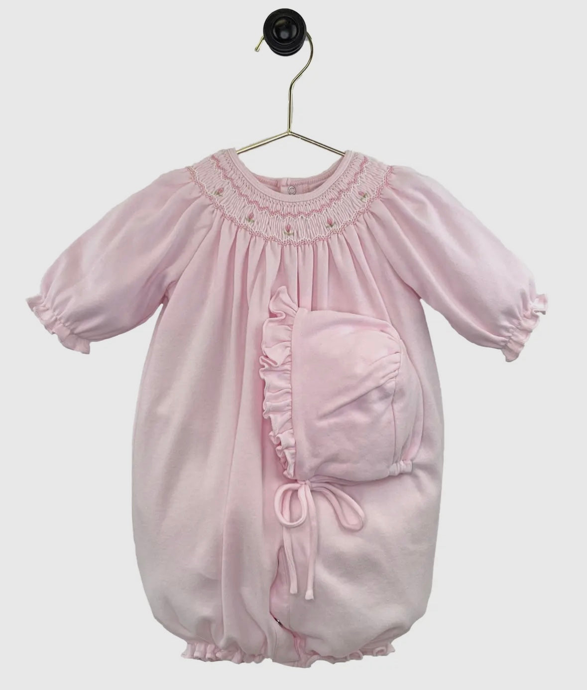 Pink Smocked Knit Convertible Bag Gown