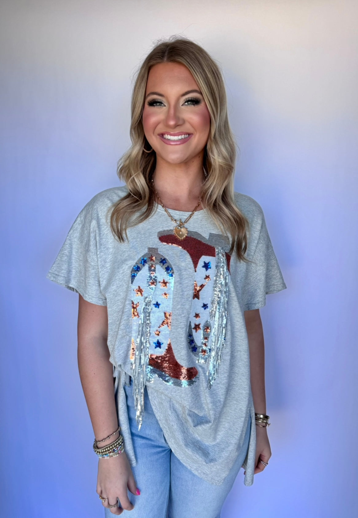 Patriotic Sequin Boot Tee