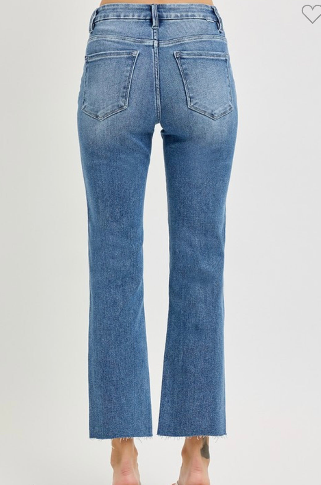 Medium Wash High Rise Crop Straight Denim