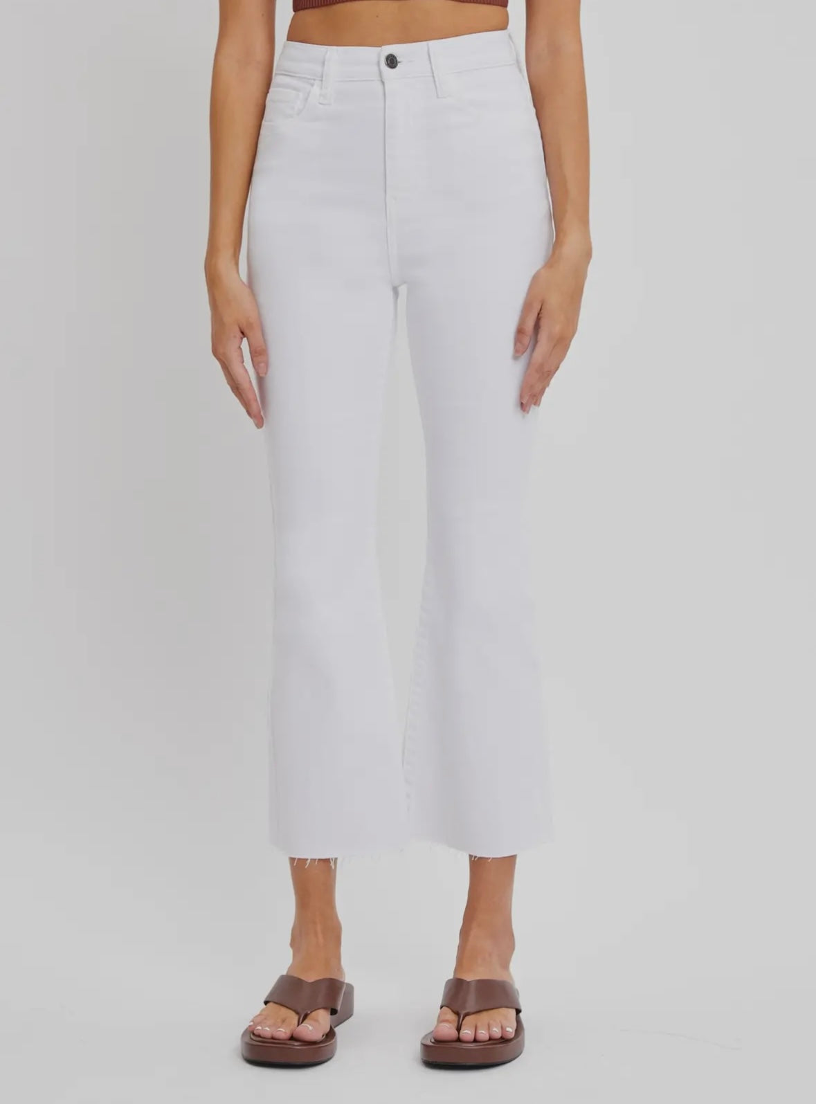 Lexie High Rise Crop Flare-White