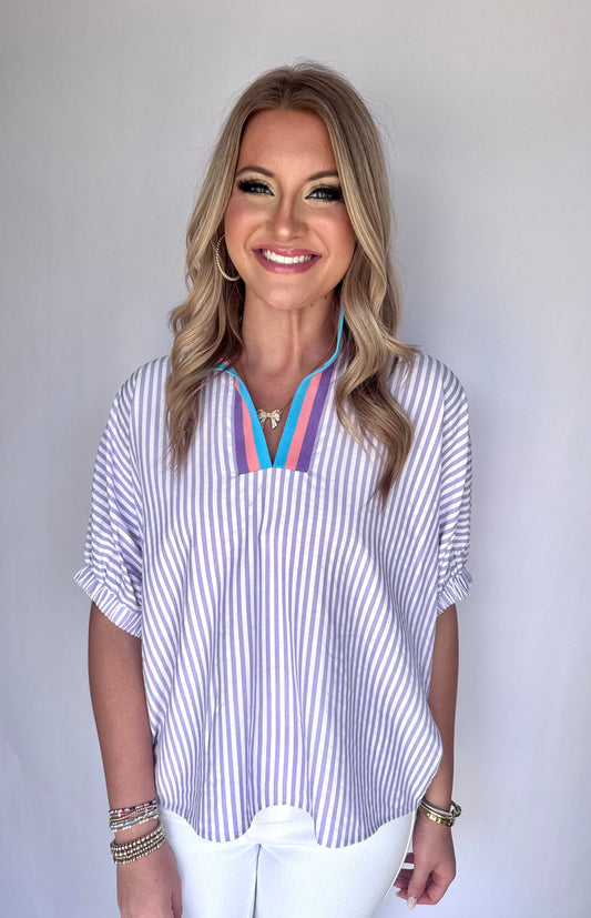 Lavender Striped Blouse