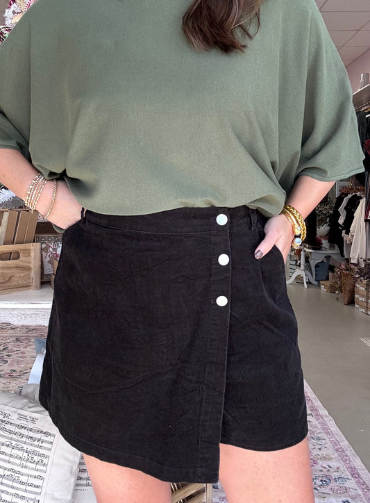 Black Corduroy Skort