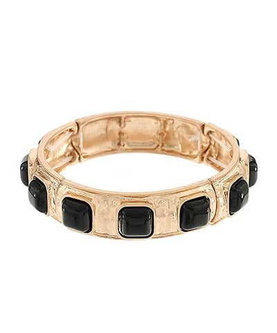 Square Stone Bangle-Black