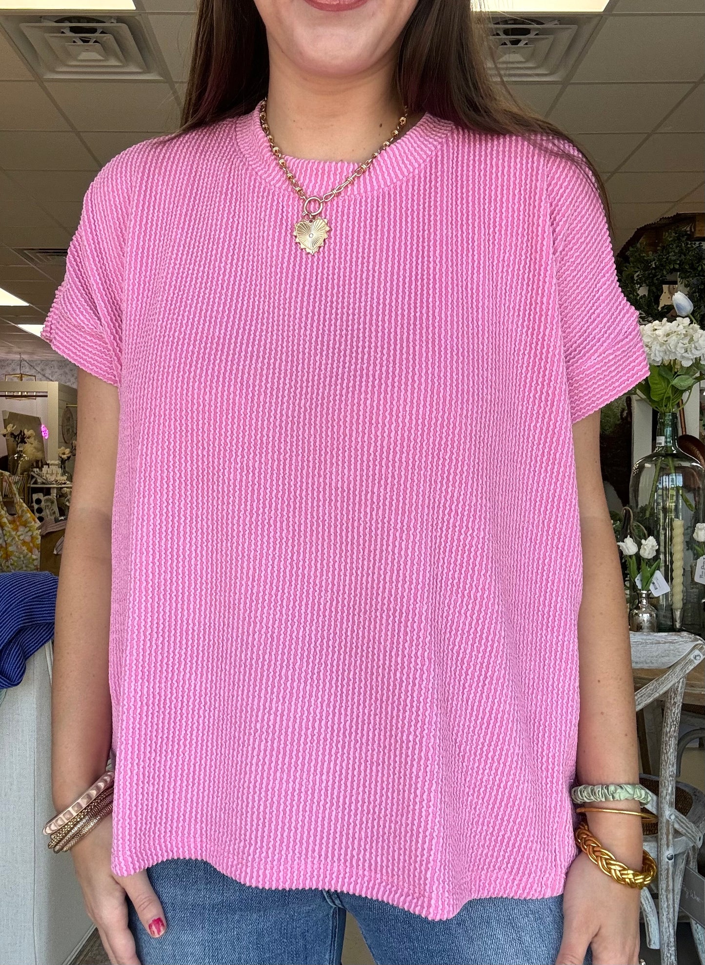 Pink Ribbed Top