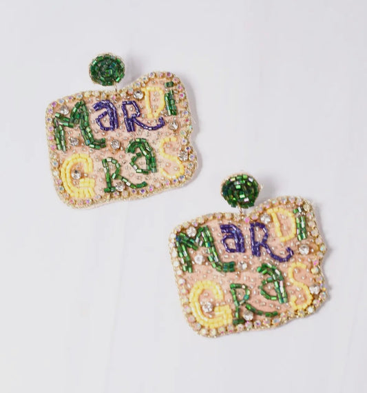 Mardi Gras Beaded Earrings