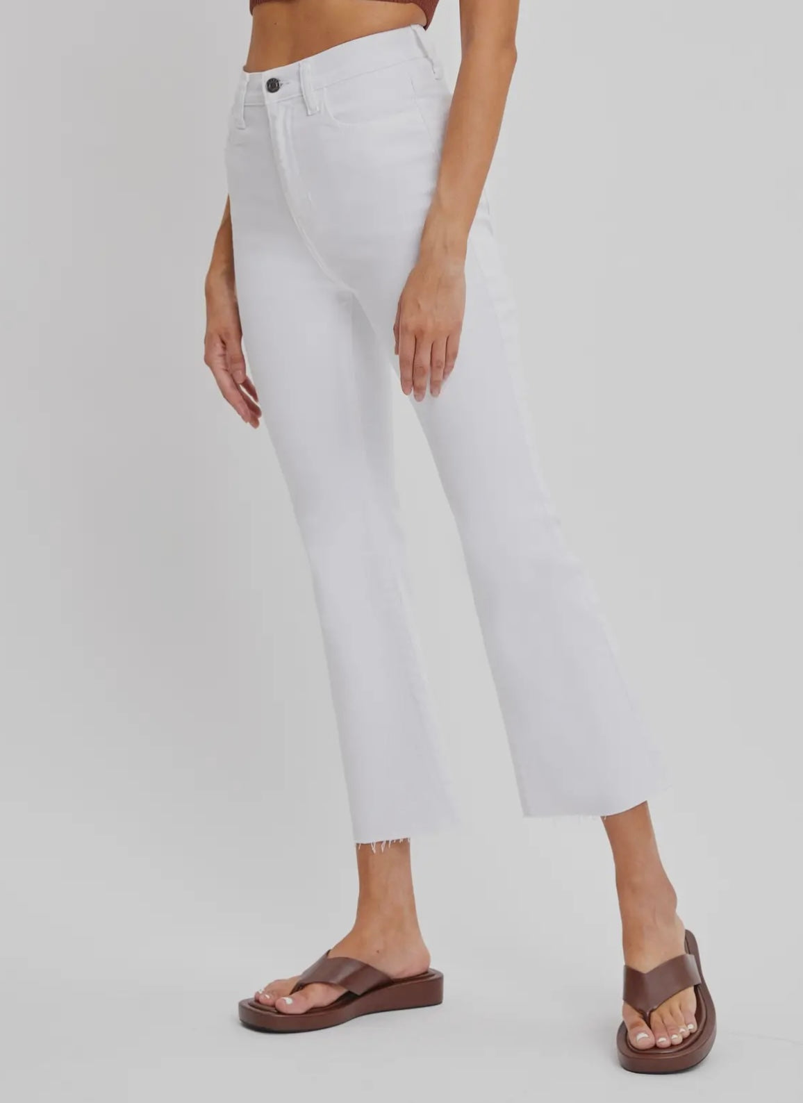 Lexie High Rise Crop Flare-White