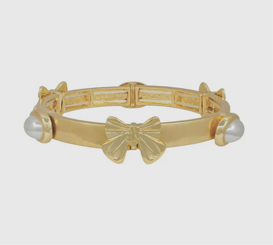 Bow & Pearl Gold Bracelet