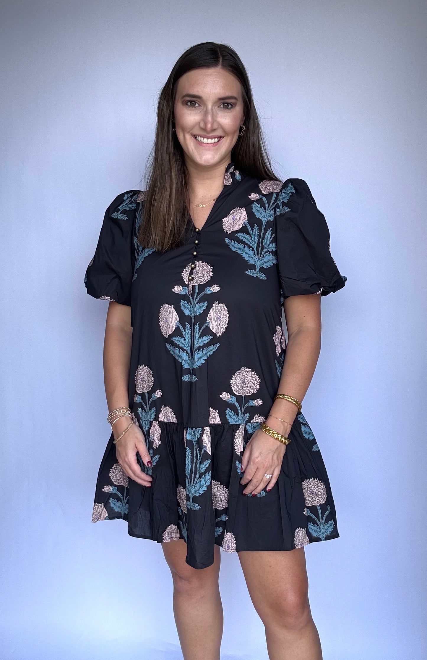 Florence Navy Printed Dress