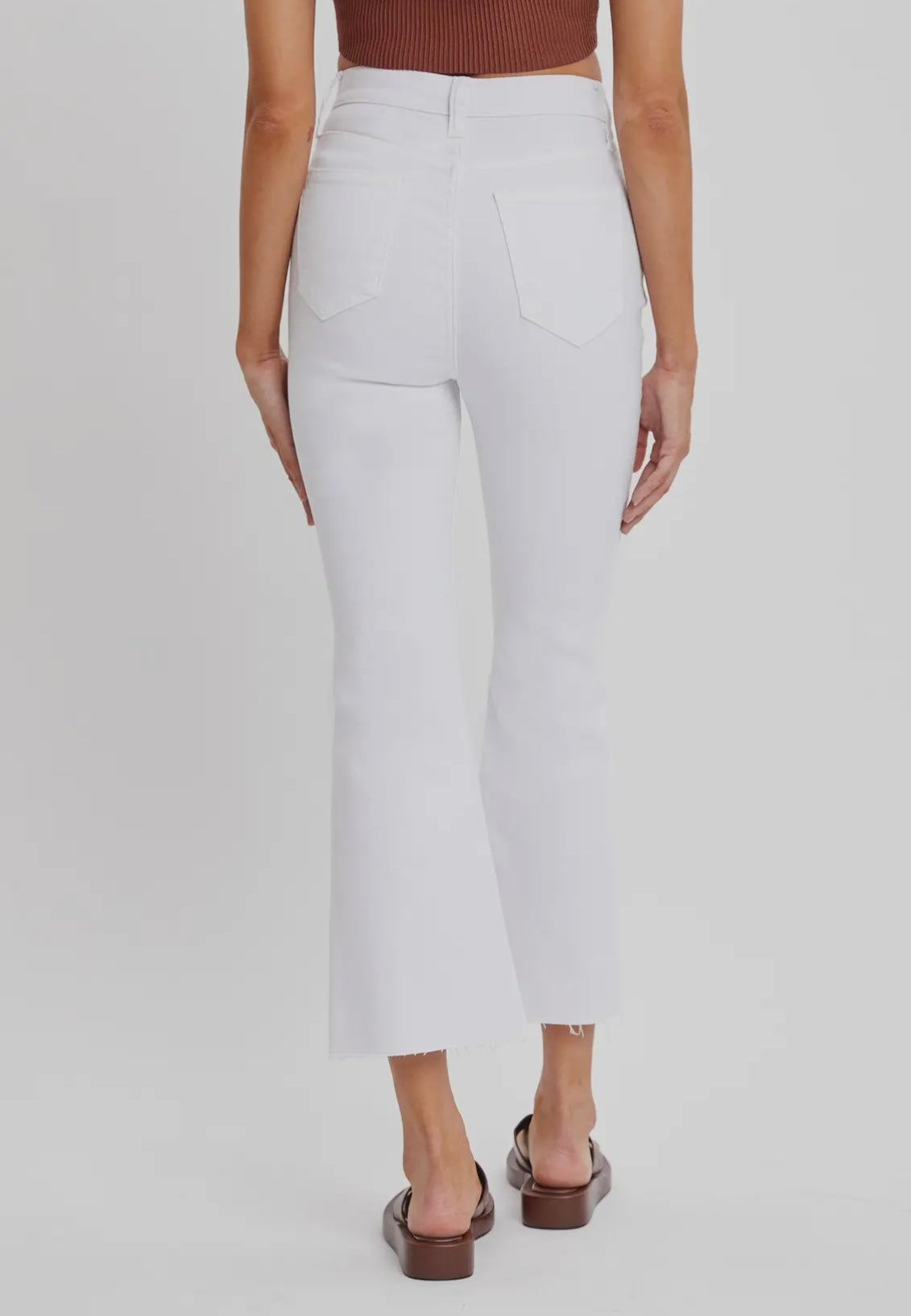 Lexie High Rise Crop Flare-White