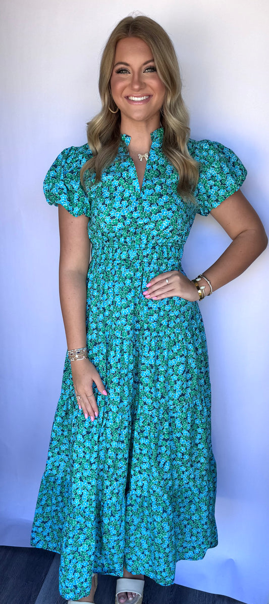 Dressed in Blue Floral Maxi Dress