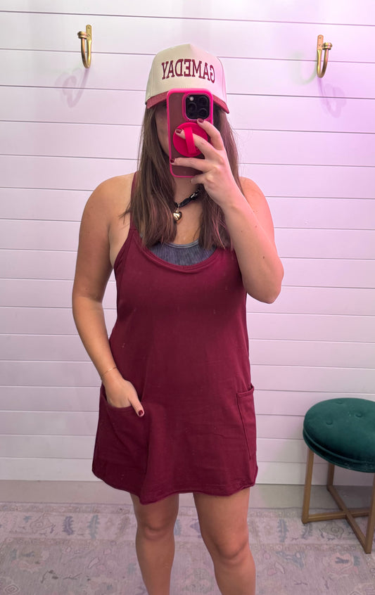 Millie Mini Dress Romper-Cabernet