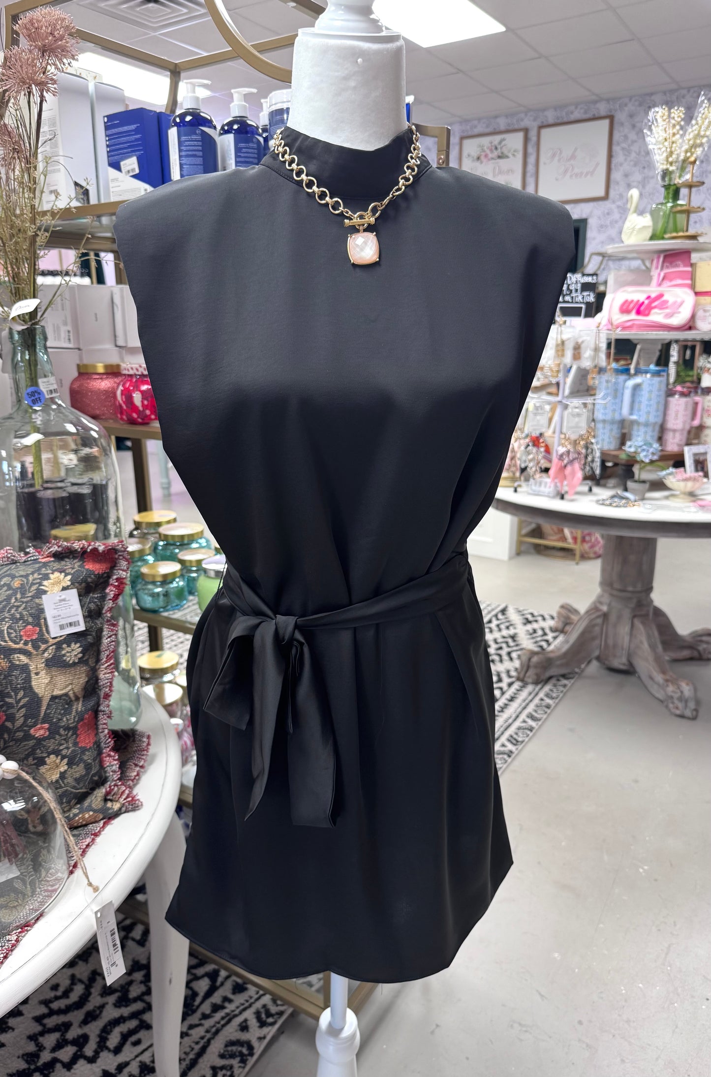 Bianca Black Mock Neck Dress