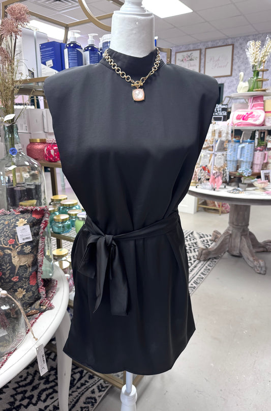 Bianca Black Mock Neck Dress