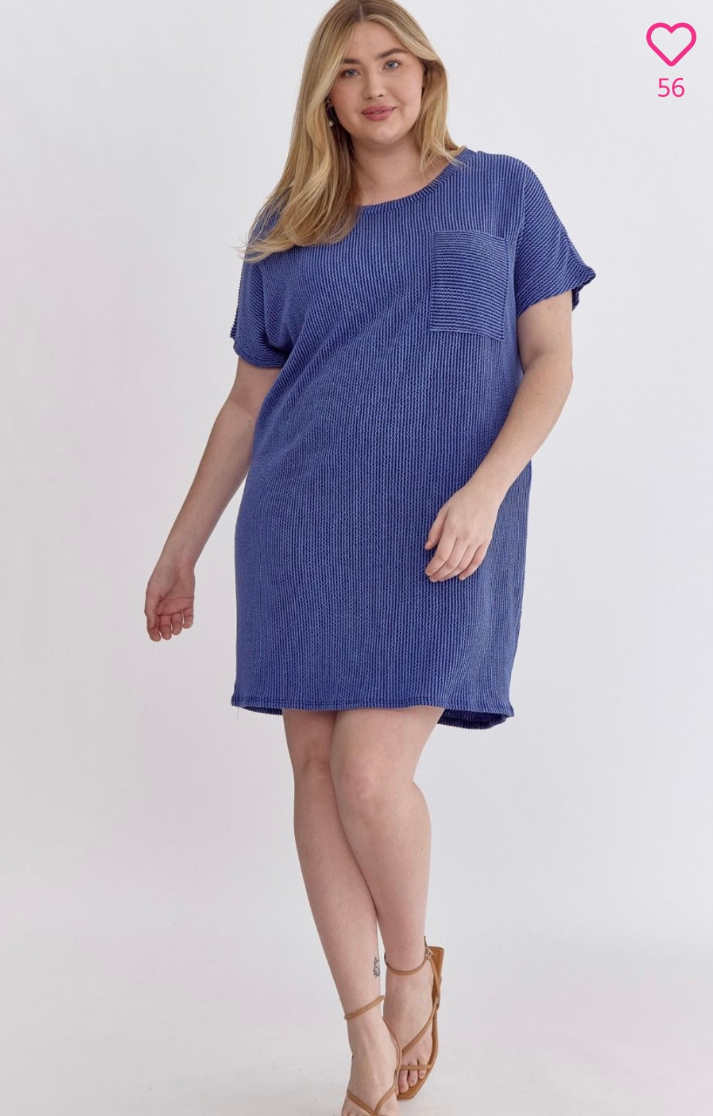 Navy Ribbed Dress (PLUS)