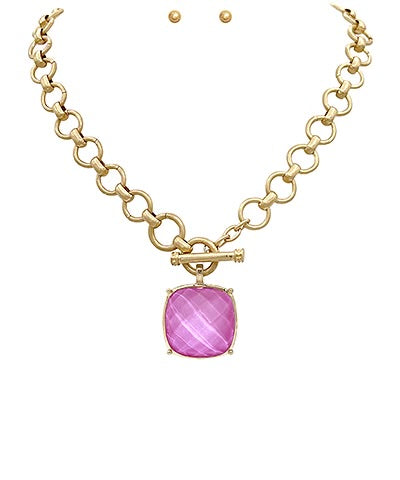 Cleo Pendent Necklace-Pink