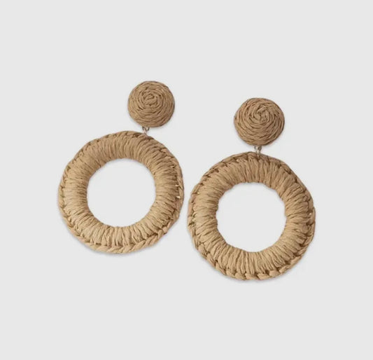 Raffia Drop Hoop