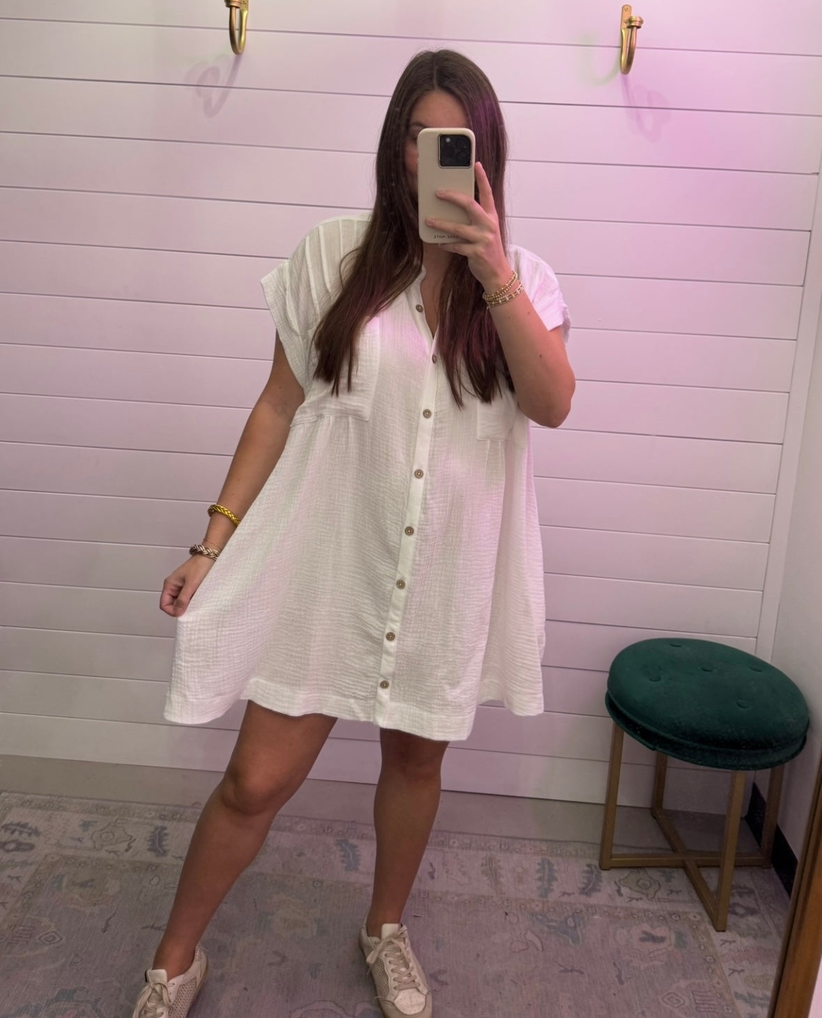 Gauze Tunic Dress (Off White)