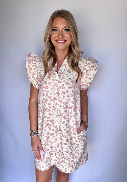 Metallic Abstract Dress (Pink)