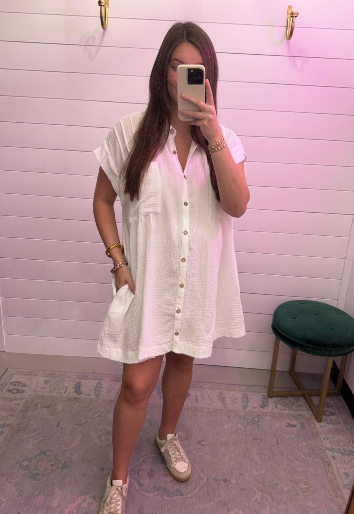 Gauze Tunic Dress (Off White)