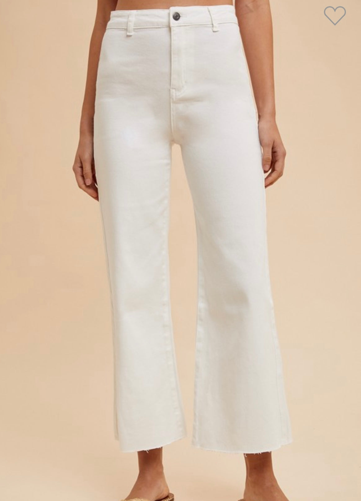 Annie Wide Leg Crop Denim-White