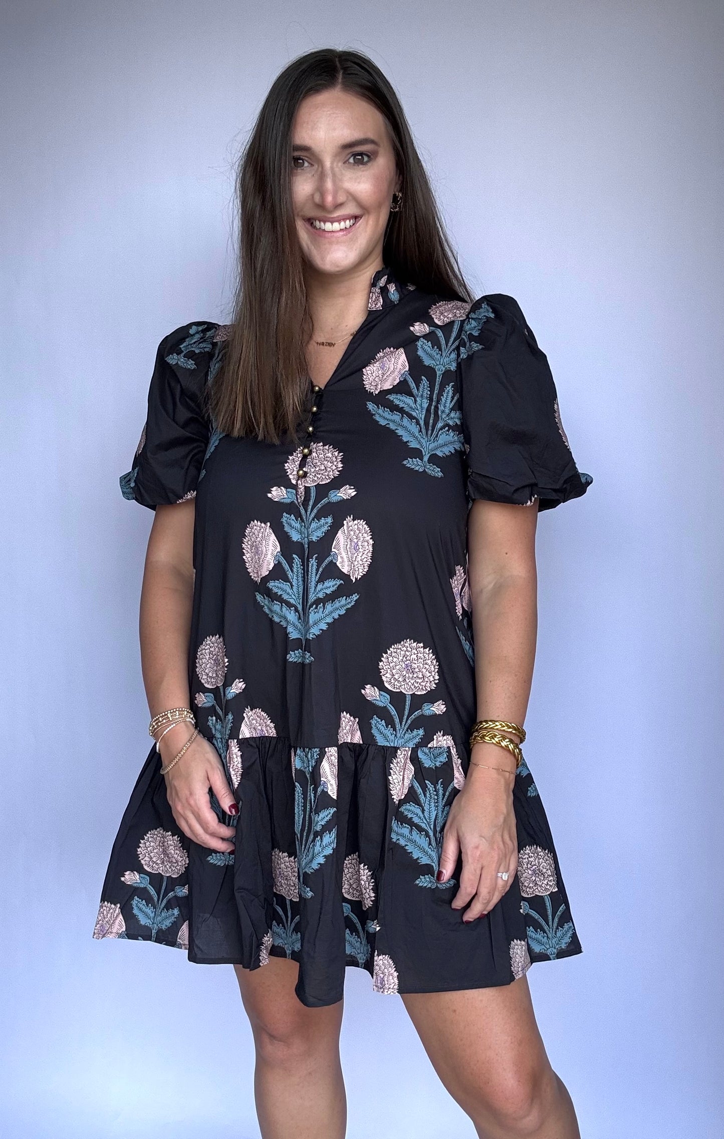 Florence Navy Printed Dress